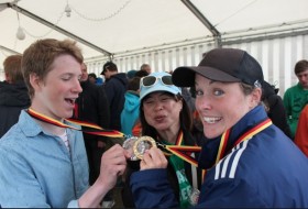 Celebrating with Max (SWE) and Jeong (KOR) from Korea